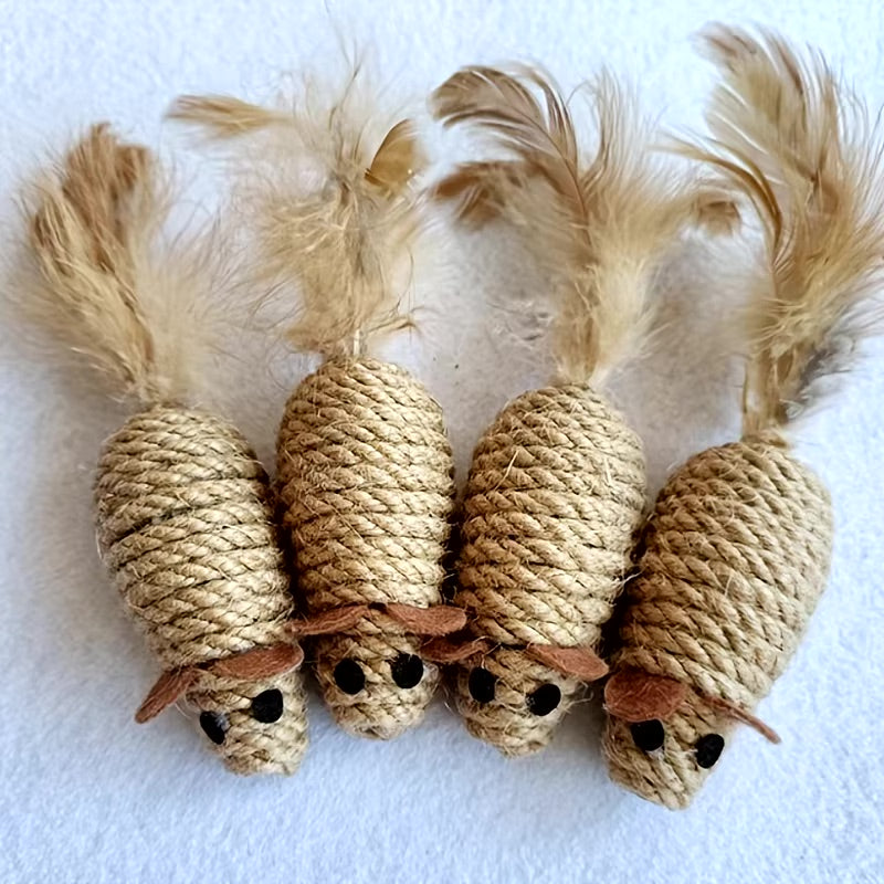 12pcs Sisal Mouse Cat Toys