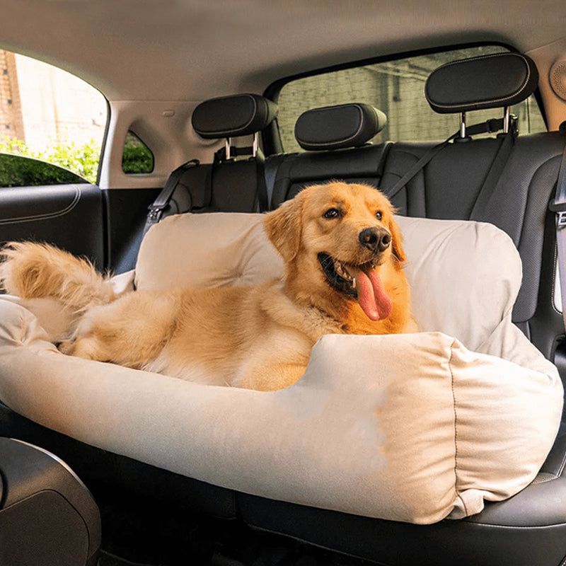 Luxury Dog Car Seat Bed | Detachable Soft Booster Pet Travel Carrier for Back Seat