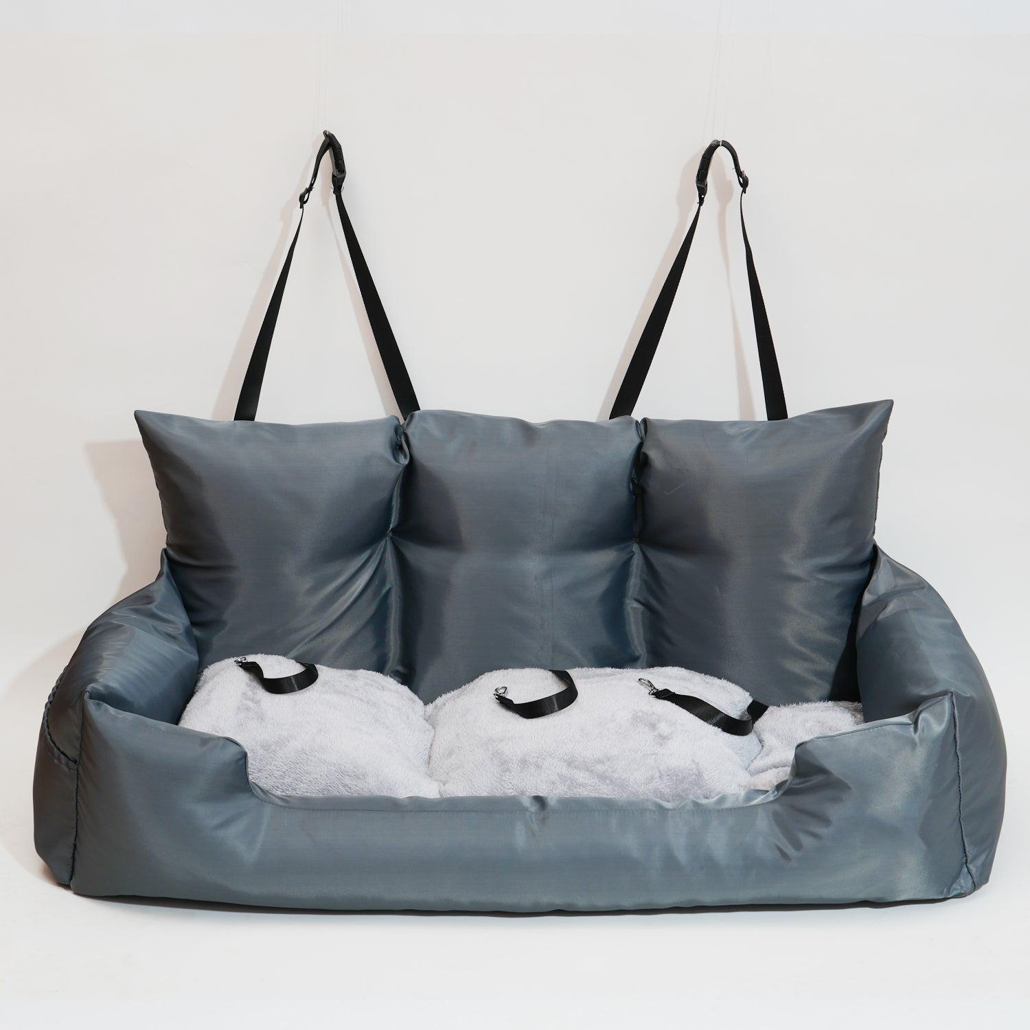 Luxury Dog Car Seat Bed | Detachable Soft Booster Pet Travel Carrier for Back Seat