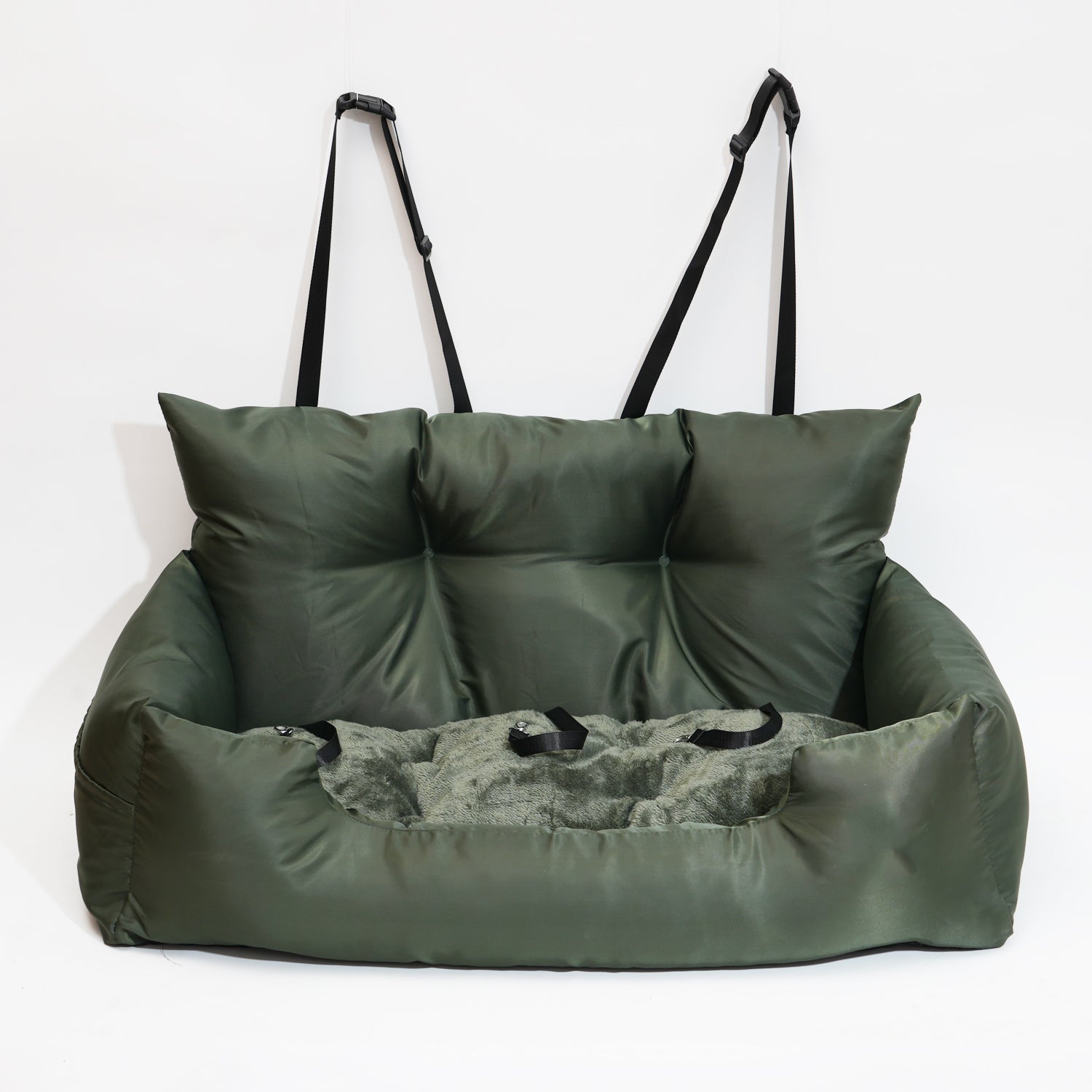 Luxury Dog Car Seat Bed | Detachable Soft Booster Pet Travel Carrier for Back Seat